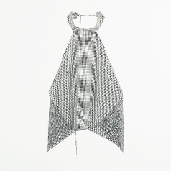 ZARA HALTER JEWELED TOP - Picture 10 of 13